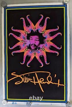 1996 Jimi Hendrix Flocked Black Light 34 x 23 Winterland Scorpio Vintage Poster