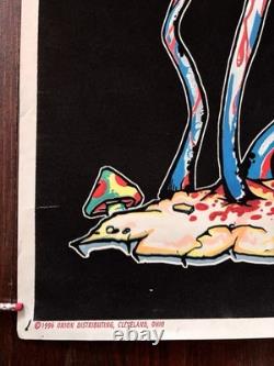 1996 Munchin Heads #2215 Black Light Poster Flocked-Orion-Mushrooms-Trippy