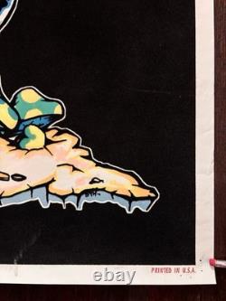 1996 Munchin Heads #2215 Black Light Poster Flocked-Orion-Mushrooms-Trippy