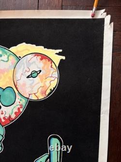 1996 Munchin Heads #2215 Black Light Poster Flocked-Orion-Mushrooms-Trippy