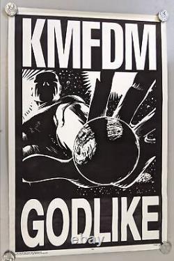 1997 KMFDM God Like 9338 Flocked Black Light 34 x 23 Vintage Poster