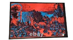 22.5. X 33 Vintage Original Houston Black light Poster 1971 Biker Trippy