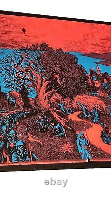 22.5. X 33 Vintage Original Houston Black light Poster 1971 Biker Trippy