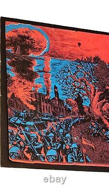 22.5. X 33 Vintage Original Houston Black light Poster 1971 Biker Trippy