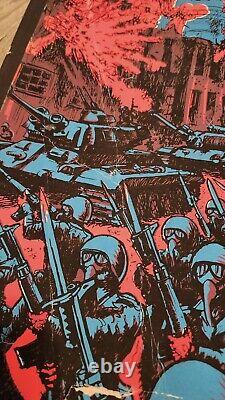 22.5. X 33 Vintage Original Houston Black light Poster 1971 Biker Trippy