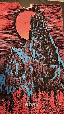 22.5. X 33 Vintage Original Houston Black light Poster 1971 Biker Trippy
