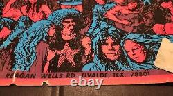 22.5. X 33 Vintage Original Houston Black light Poster 1971 Biker Trippy