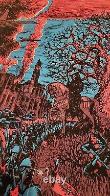 22.5. X 33 Vintage Original Houston Black light Poster 1971 Biker Trippy