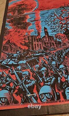 22.5. X 33 Vintage Original Houston Black light Poster 1971 Biker Trippy