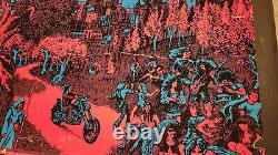 22.5. X 33 Vintage Original Houston Black light Poster 1971 Biker Trippy