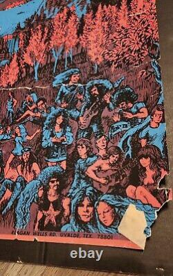 22.5. X 33 Vintage Original Houston Black light Poster 1971 Biker Trippy