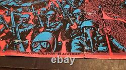 22.5. X 33 Vintage Original Houston Black light Poster 1971 Biker Trippy
