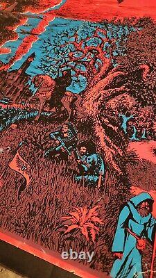 22.5. X 33 Vintage Original Houston Black light Poster 1971 Biker Trippy