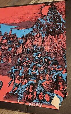 22.5. X 33 Vintage Original Houston Black light Poster 1971 Biker Trippy
