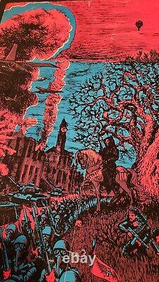 22.5. X 33 Vintage Original Houston Black light Poster 1971 Biker Trippy