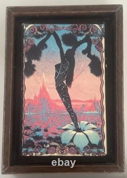 2 1970's Psychedelic Art Mermaid / Art Nouveau Woman Framed Wall Art 5.5 x 4