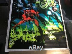 2 Original Vintage Iron Maiden Velvet Blacklight Poster Number of the Beast 1983