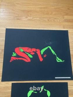 2 Original Vintage Poster Neon eros 69 sex pro Arts Black Light Head Shop 21x17