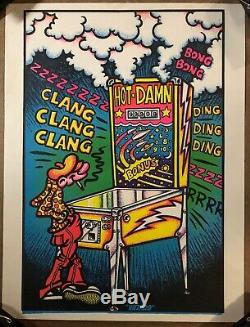 2 Vintage Black Light Posters Lot Pinball Wizard & Disney Orgy