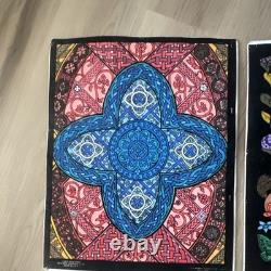 2 Vintage fuzzy, blacklight posters/Unicorns, Abstract psychedelic, 1996