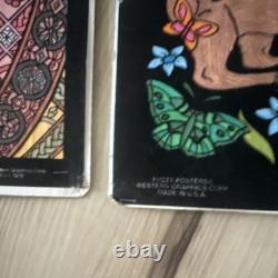 2 Vintage fuzzy, blacklight posters/Unicorns, Abstract psychedelic, 1996