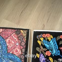 2 Vintage fuzzy, blacklight posters/Unicorns, Abstract psychedelic, 1996