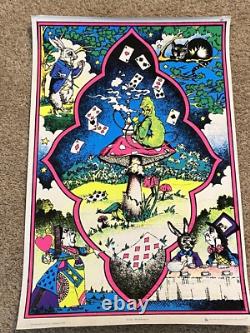 4 Alice In Wonderland Blacklight Flocked Poster And 2 Other Blacklight Posters