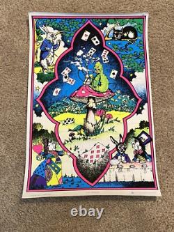 4 Alice In Wonderland Blacklight Flocked Poster And 2 Other Blacklight Posters
