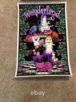 4 Alice In Wonderland Blacklight Flocked Poster And 2 Other Blacklight Posters