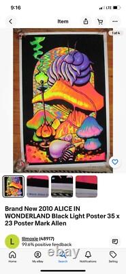 4 Alice In Wonderland Blacklight Flocked Poster And 2 Other Blacklight Posters