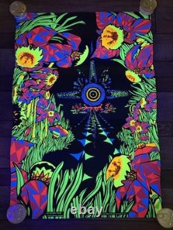 (6) Vintage Blacklight Psychedelic Poster LOT -THIRD EYE-HOUSTON- HIP- INSANITY
