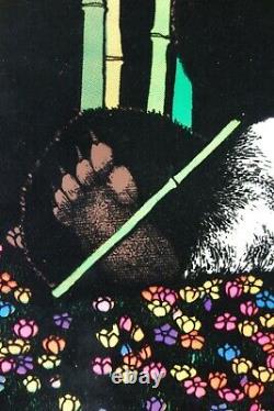 70's Original Vintage Panda Velvet Flocked Blacklight Poster By Western Graphic