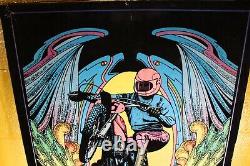 70's Western Graphics Felt Black Light Poster Keep On Bikin 394 Motorcycle