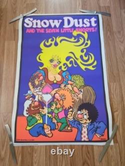 70s Black Light Poster Snow White Dust Seven Little Snorts Cocaine Drugs Disney