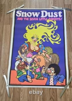 70s Black Light Poster Snow White Dust Seven Little Snorts Cocaine Drugs Disney