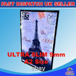 A2 Slim 9mm advertisement poster retail menu display Led Light Box Black boarder