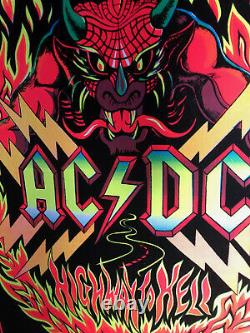 AC/DC Black Light Velvet Neon Poster 1983 Rock & Roll Music Highway to Hell Art