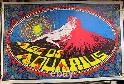 AGE OF AQUARIUS VINTAGE 1970 BLACKLIGHT HEADSHOP POSTER By SUNSET MARKETING