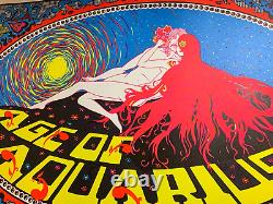 AGE OF AQUARIUS VINTAGE 1970 BLACKLIGHT HEADSHOP POSTER By SUNSET MARKETING