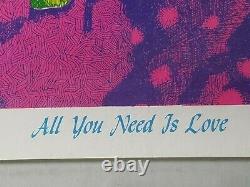 ALL YOU NEED IS LOVE 1967 VINTAGE PSYCHEDELIC BLACKLIGHT POSTER By Chatfield