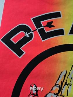 AUTHENTIC 1967 PEACE AND LOVE Psychedelic Blacklight Poster Flocked NOS