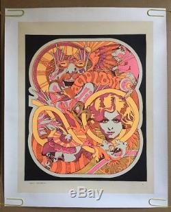 Acid Land Vintage Black Light Poster Psychedelic 1960s Pin-up Snidziejko Accent