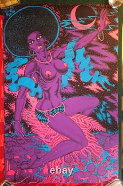 African American Black Light Poster Moon Princess John Lykes 1973, Vintage