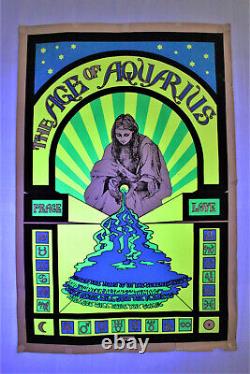 Age Of Aquarius Blacklight Poster Vintage Psychedelic Era 60's 70's