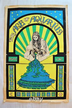Age Of Aquarius Blacklight Poster Vintage Psychedelic Era 60's 70's