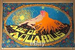 Age Of Aquarius Vintage Blacklight Poster Psychedelic Pin-up Astrology 1960s