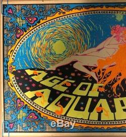 Age Of Aquarius Vintage Blacklight Poster Psychedelic Pin-up Astrology 1960s