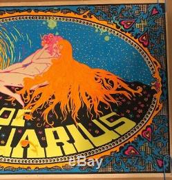 Age Of Aquarius Vintage Blacklight Poster Psychedelic Pin-up Astrology 1960s