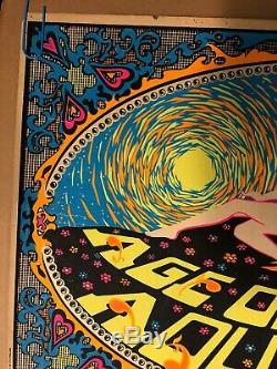 Age Of Aquarius Vintage Blacklight Poster Psychedelic Pin-up Astrology 1960s