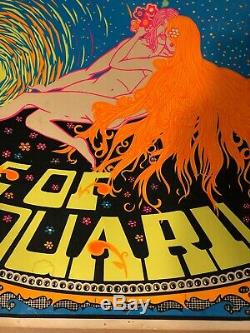 Age Of Aquarius Vintage Blacklight Poster Psychedelic Pin-up Astrology 1960s